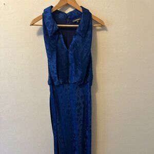 Zac Posen Blue Halter Midi Dress Floral Womens Size 6